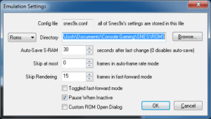 SNES9x - Emulation Settings