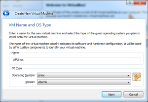 Create a name and select the OS for the VM