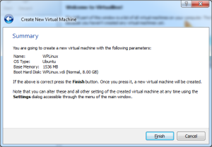 Virtual Machine Wizard completed