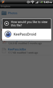 Open the file with KeePassDroid