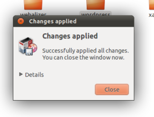 Screenshot of Changes Applied window.
