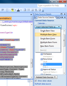 Screenshot of Calendar Data Source Displayed as a Multiple Item View