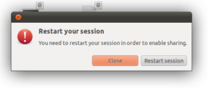 Screenshot of Restart your session prompt.