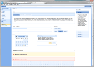 Screenshot of jQuery UI widgest in SharePoint 2007
