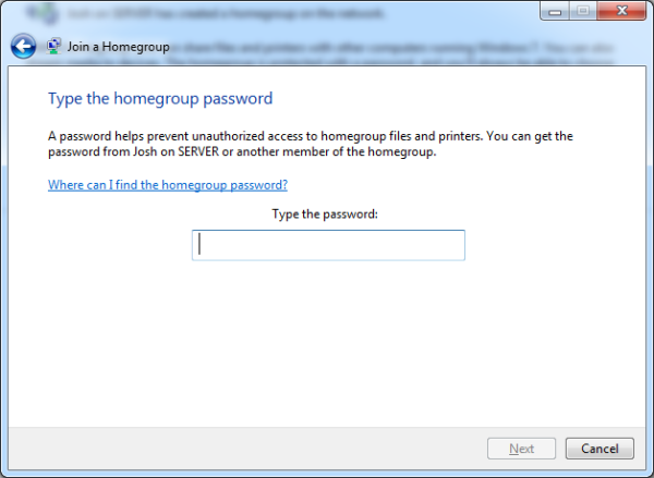 Windows will prompt you for the homegroup password when it detects a homegroup and connects to it.