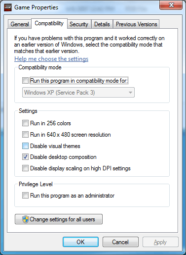 Disable desktop composition for Game.exe in Spider-man 3