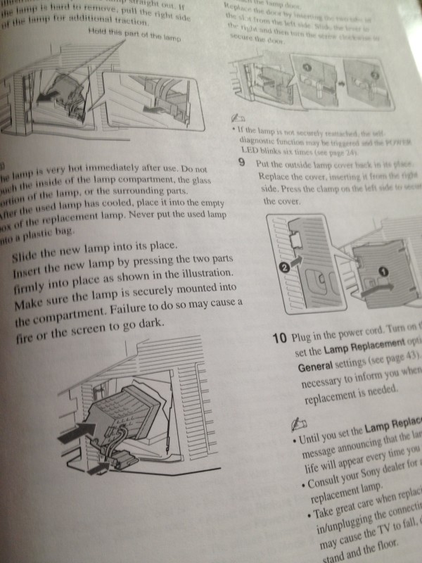 Lamp replacement instructions.