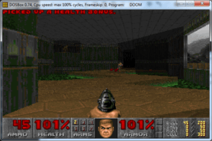 Screenshot of DOOM gameplay.