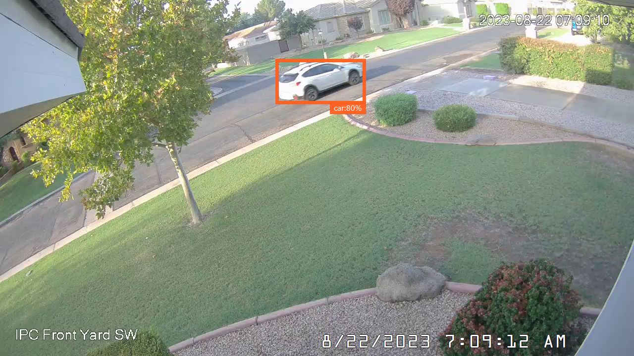CodeProject.AI identifying a car in a security camera image