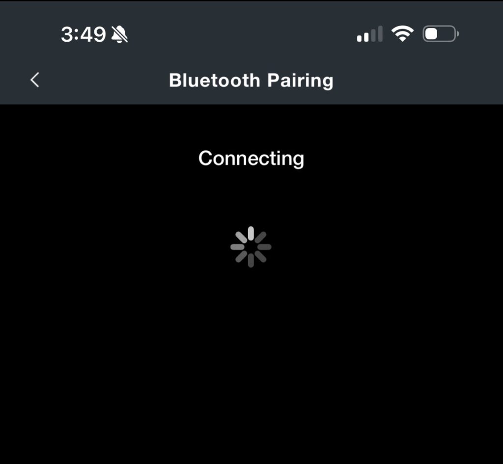 Screenshot of the Harmony app connecting to Apple TV via Bluetooth