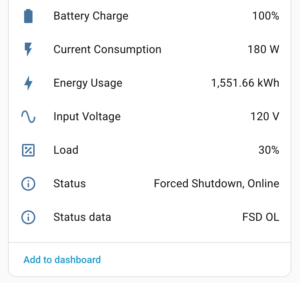 Home Assistant NUT sensors showing status as Forced Shutdown, Online and FSD OL